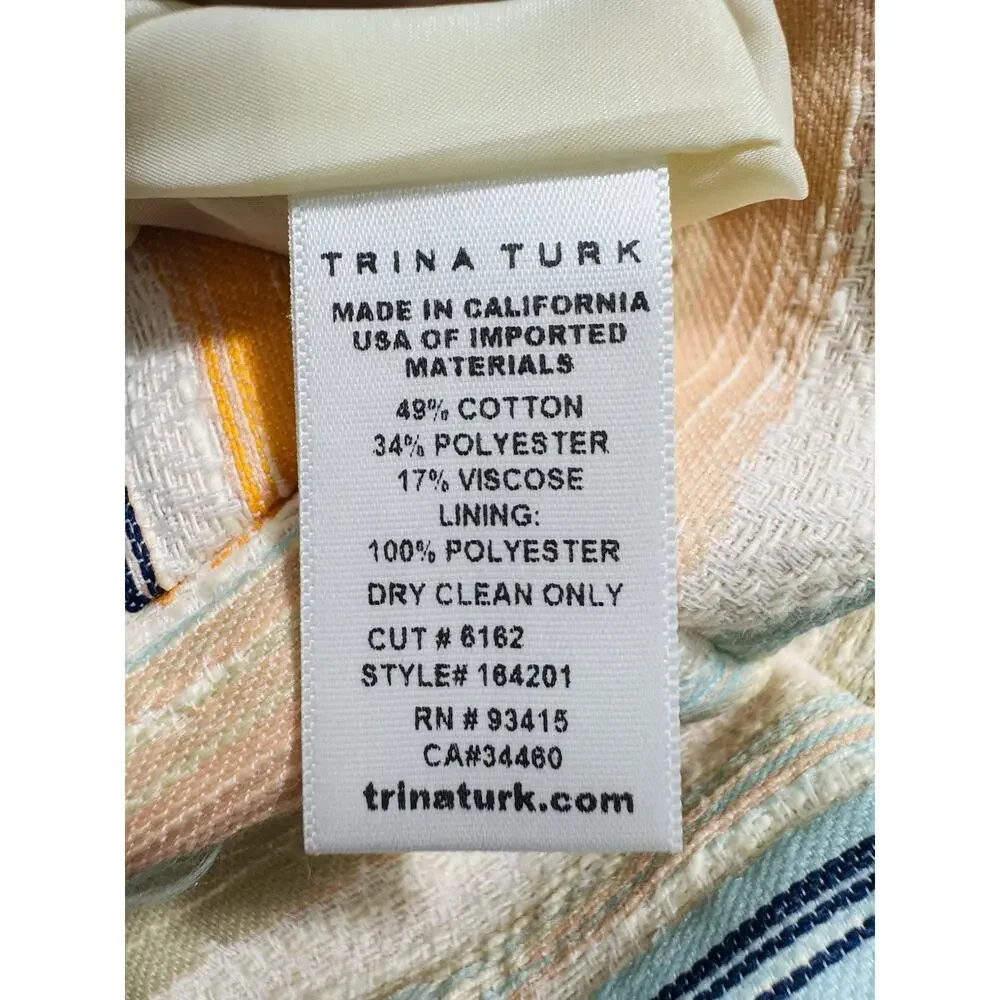Trina Turk Colorful Striped Pencil Skirt Lined 4 Beachy Coastal Vaca